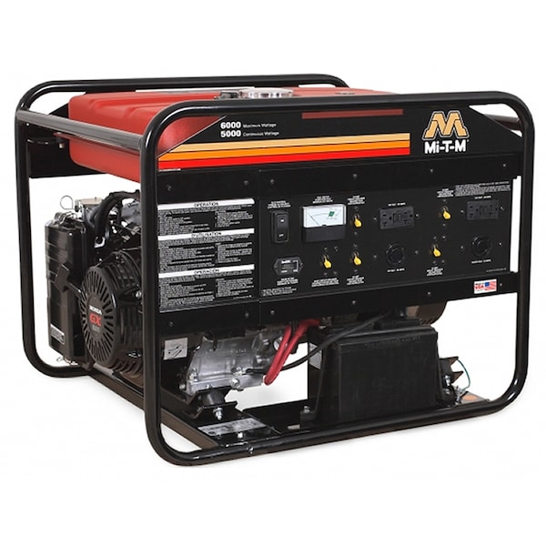 Portable Generator, Gasoline, 5,000 W Rated, 6,000 W Surge, Electric Start, 120/240V AC, 41.7/20.8 A