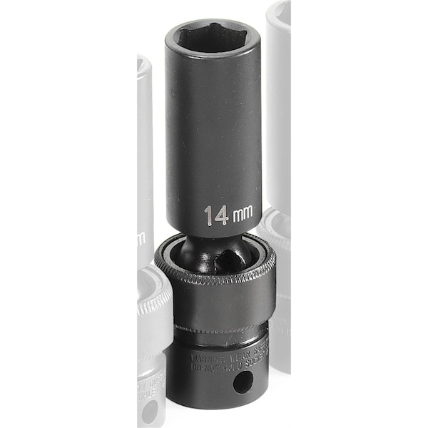 3/8" Drive, 14mm Size, Metric Socket, 6 Points, 14mm, 3/8"D, Impact, Univ 6pt., D