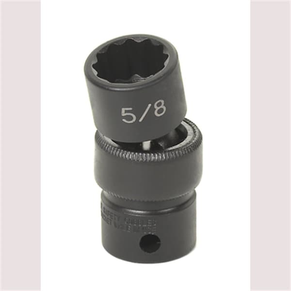 3/8" Drive, 5/8 Size, SAE Socket, 12 Points, 5/8", 3/8"D, Univ 12pt., Blk