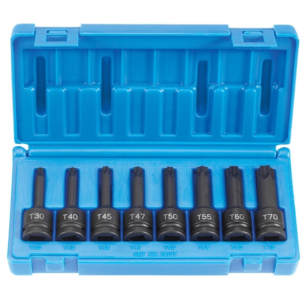 1/2" Drive Internal Torx Impact Set, Torx(R), 8 pcs