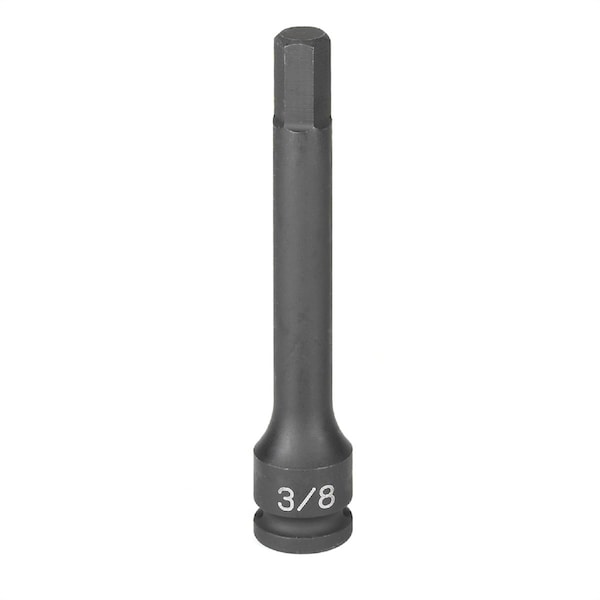 3/8" Drive, 8mm Size, Metric Socket, 6 Points, 8mm, 3/8"D, Impact, Hex Lg M, Blk
