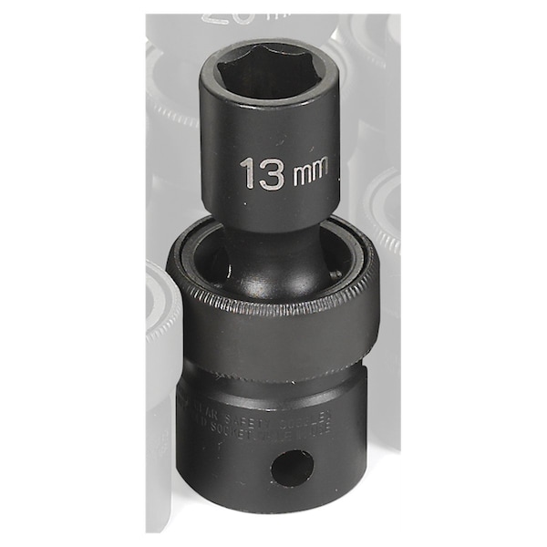 1/2" Drive, 13mm Size, Metric Socket, 6 Points, 13mm, 1/2"D, Impact, Univ 6pt.