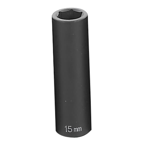 1/2" Drive, 15mm Size, Metric Socket, 6 Points, 15mm, 1/2"D, Impact, 6pt., D