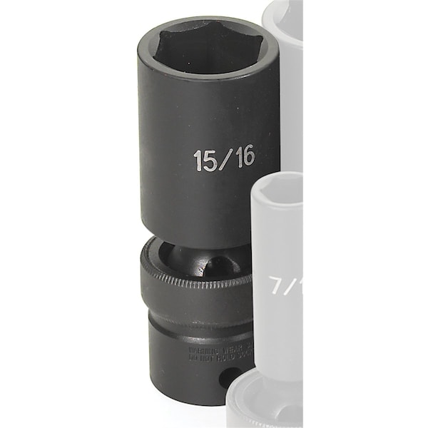 1/2" Drive, 15/16" Size, SAE Socket, 6 Points, 15/16", 1/2"D, 6pt., D