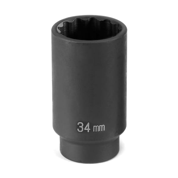 1/2" Drive, 34mm Size, Metric Socket, 12 Points, 34mm, 1/2"D, Impact, 12pt., D