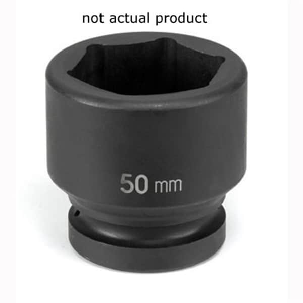 1" Drive, 24mm Size, Metric Socket, 6 Points, 24mm, 1"D, Impact, Blk