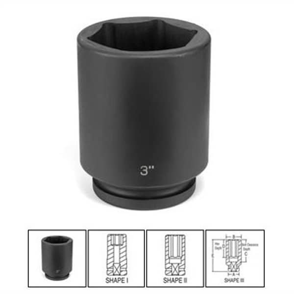 1" Drive, 2" SAE Socket, 6 Points, 1"Dx2"D