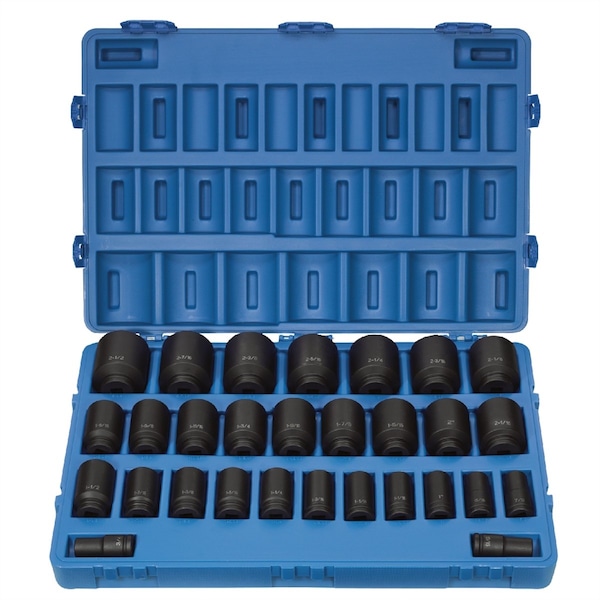 3/4" Drive, SAE Socket, 6 Points, Deep Fract Master Set, 29pc., 3/4"-2-1/2