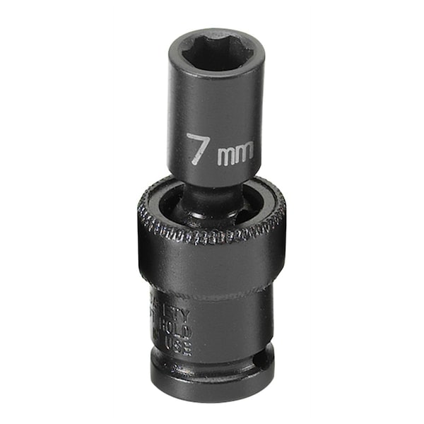 1/4" Drive, 7mm Size, Metric Socket, 6s Points, 7mm, 1/4"D, Impact, Univ 6pt.