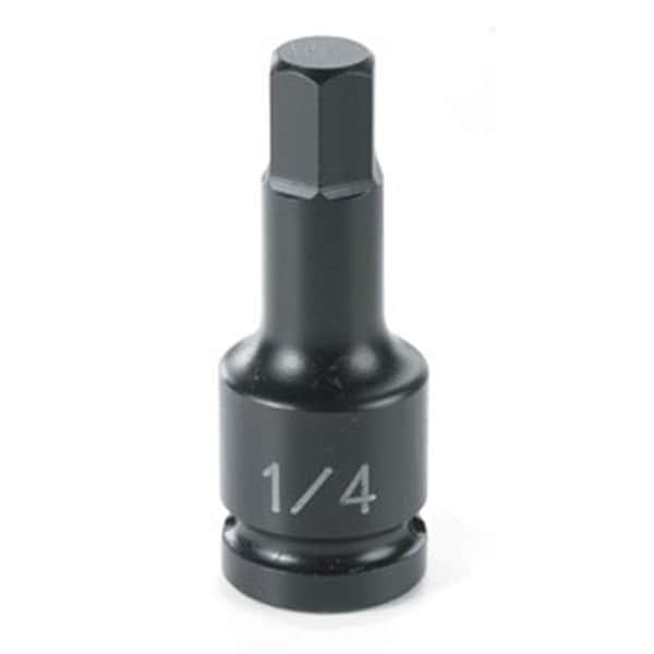 1/4" Drive, 1/4" Size, SAE Socket, 6 Points, 1/4", 1/4"D, Hex M, Black