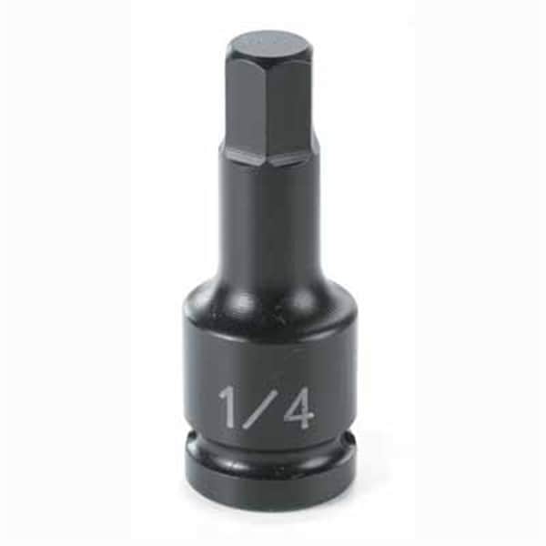 1/4" Drive, 8mm Size, Metric Socket, 6 Points, 8mm, 1/4"D, Impact, Hex Male, Blk