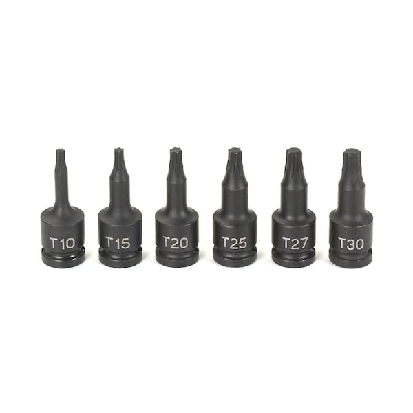 1/4" Drive Internal Torx Impact Set, Torx(R), 6 pcs