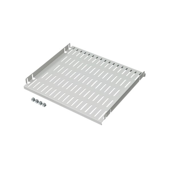 Fixed Shelf, fits 19 in Rack A, Lt Gray, Steel 19-in.