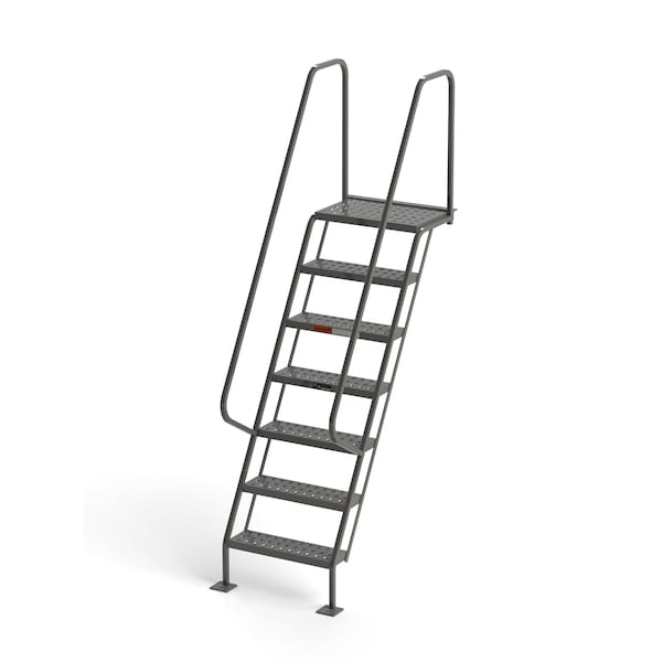100" Overall H, All-Welded Access Stairway, 7 Steps, 300 lb. Load Capacity