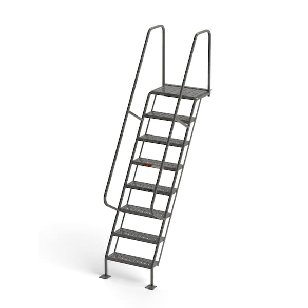 110" Overall H, All-Welded Access Stairway, 8 Steps, 300 lb. Load Capacity