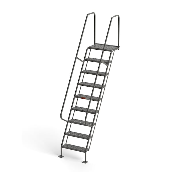 120" Overall H, All-Welded Access Stairway, 9 Steps, 300 lb. Load Capacity