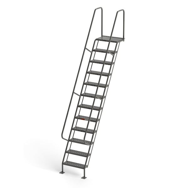 156" Overall H, All-Welded Access Stairway, 12 Steps, 300 lb. Load Capacity
