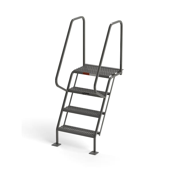 70" Overall H, All-Welded Access Stairway, 4 Steps, 300 lb. Load Capacity