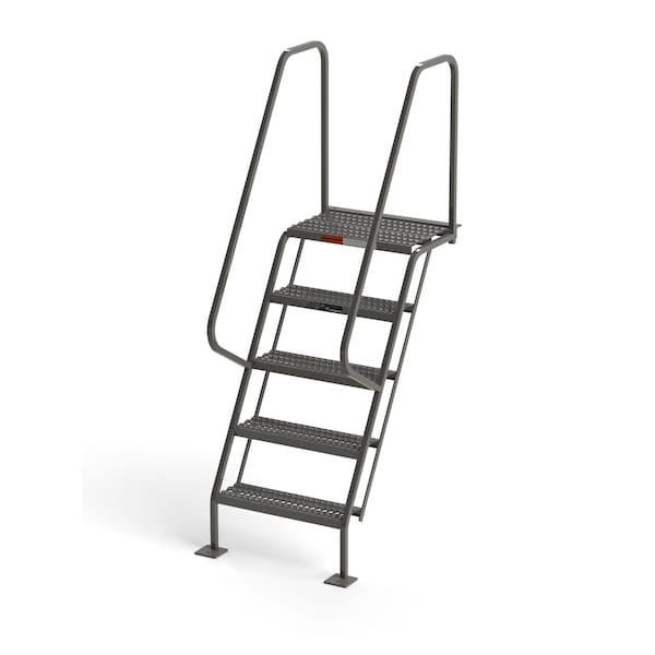 80" Overall H, All-Welded Access Stairway, 5 Steps, 300 lb. Load Capacity