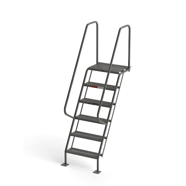 90" Overall H, All-Welded Access Stairway, 6 Steps, 300 lb. Load Capacity