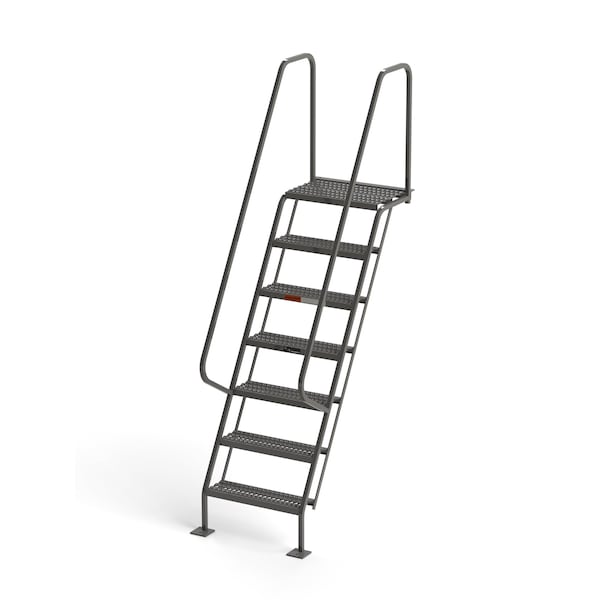 100" Overall H, All-Welded Access Stairway, 7 Steps, 300 lb. Load Capacity