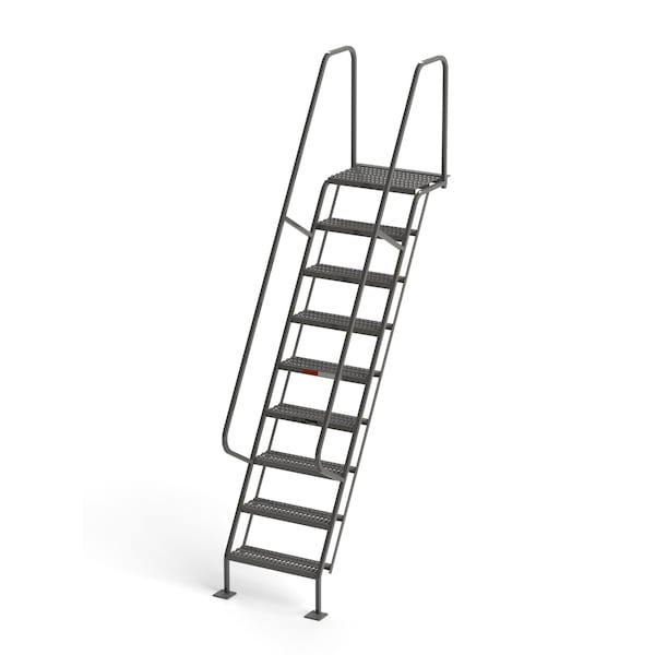 120" Overall H, All-Welded Access Stairway, 9 Steps, 300 lb. Load Capacity