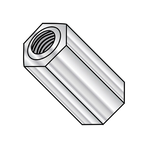 Hex Standoff, #8-32 Thrd Sz, 1/4 in L, 1/4 in Thrd L Brass Nickel, 1/4" Hex W, 500 PK