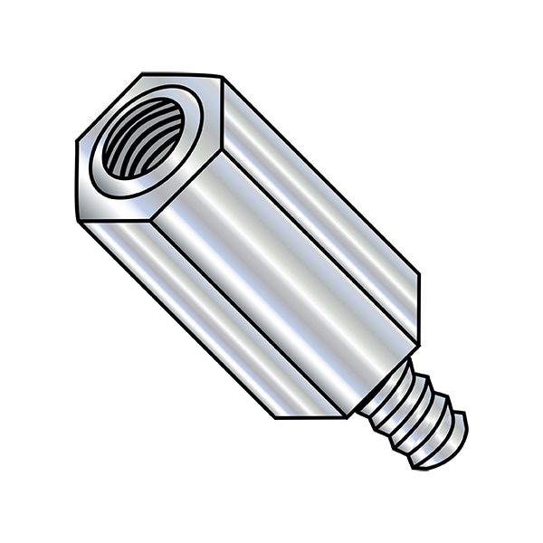 Hex Standoff, #8-32 Thrd Sz, 7/8 in Thrd L Steel Zinc, 1/4" Hex W, 250 PK