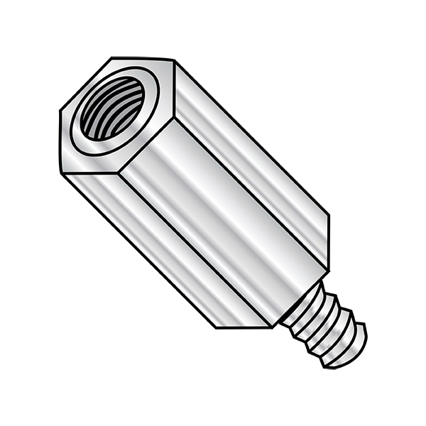 Hex Standoff, 1/4"-20 Thrd Sz, 3/4 in Thrd L Aluminum Plain, 1/2" Hex W, 50 PK