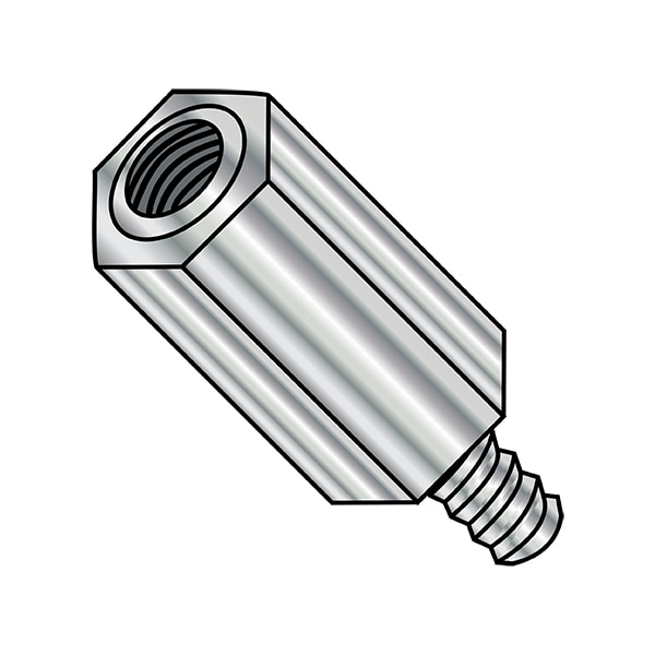 Hex Standoff, #4-40 Thrd Sz, Brass Nickel, 1/4" Hex W, 500 PK