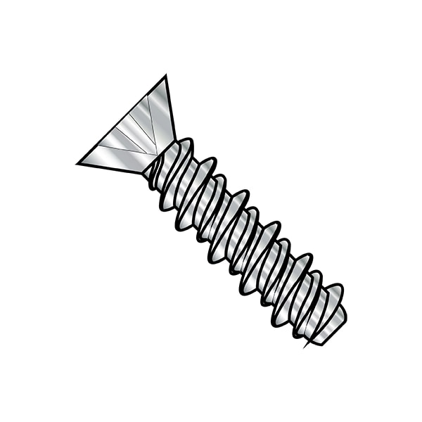 Self-Drilling Screw, #8-18 x 3/8 in, Plain 18-8 Stainless Steel Flat Head Phillips Drive, 5000 PK