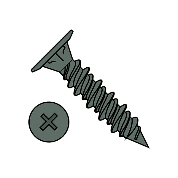Machine Screw, #8-15 x 1-1/4 in, Ceramic Green Steel Wafer Head Phillips Drive, 1000 PK