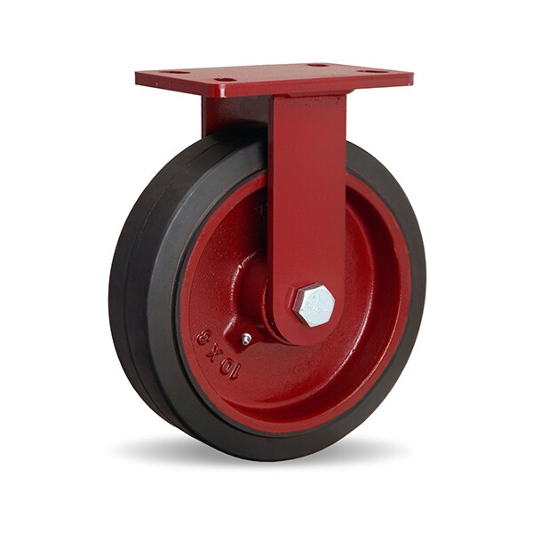 ForgeMaster Swivel Caster, 10" x 3" Mold-On Rubber (70A) on Cast Iron Wheel