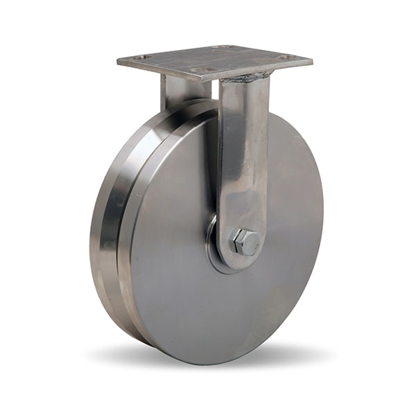 Rigid Caster, Sta 8X2 Ss V-Grooved, w/Del