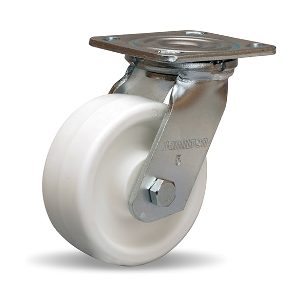 Standard Duty Swivel Caster, 5" x 2" Aqualite Polyolefin (75D) Wheel, 3/4" Delrin Bearing