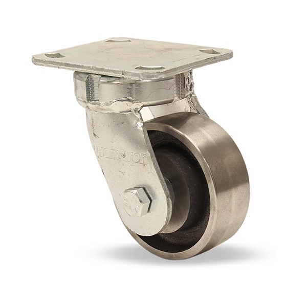 High Heat Standard Duty Kingpinless Swivel Caster, 4" x 2" Forged Steel Wheel