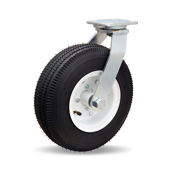 Zinc Plated Cush-N-Aire Swivel Caster, 12" Pneumatic Air-Filled Tire