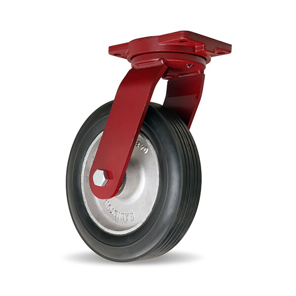 Dual Wheel Cush-N-Tuf Swivel Caster, 12" Semi-Pneumatic Tire, 3/4" Straight Roller Bearing