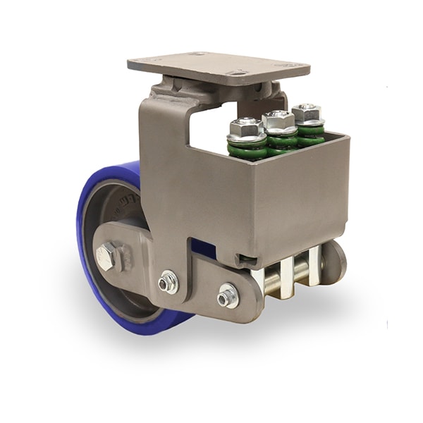 Aerospace Spring Loaded Forge Master Swivel Caster, 10" x 4" Superlast Polyurethane Forged Stl Wheel