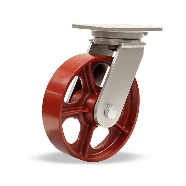 Champion Swivel Caster, 10" x 2-1/2" Metal Wheel, 1" Straight Roller Bearing