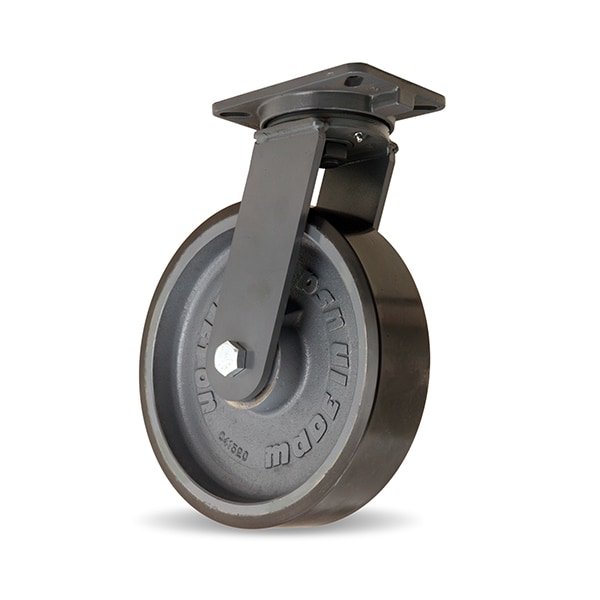 Champion Swivel Caster, 12" x 3" Duralast XC Polyurethane (70D) on Cast Iron Wheel