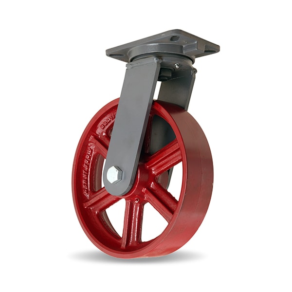 Champion Swivel Caster, 12" x 3" Metal Wheel, 1" Straight Roller Bearing