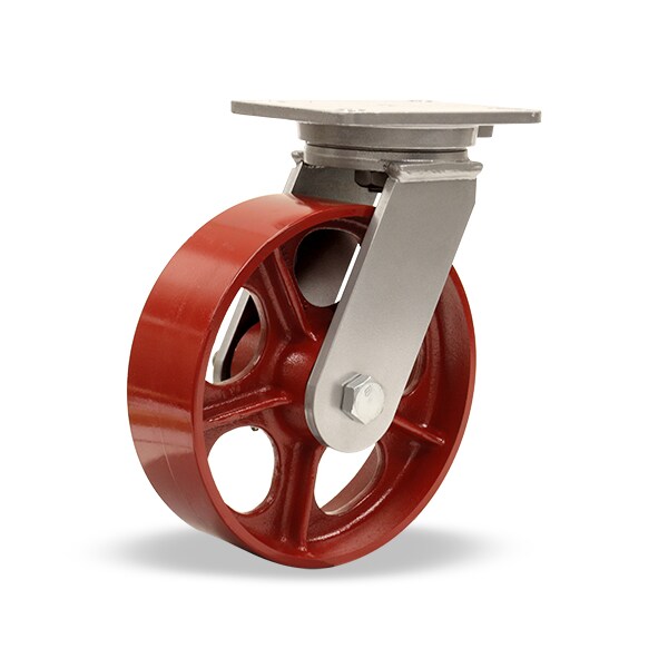 Champion Swivel Caster, 10" x 3" Metal Wheel, 1" Straight Roller Bearing