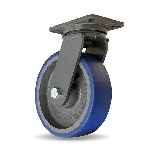 Champion Swivel Caster, 10" x 3" Ergo-Glide Polyurethane (85A) on Cast Iron Wheel