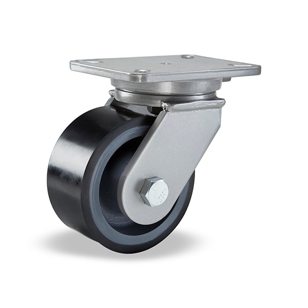 Champion Swivel Caster, 6" x 3" Duralast XC Polyurethane (70D) on Cast Iron Wheel