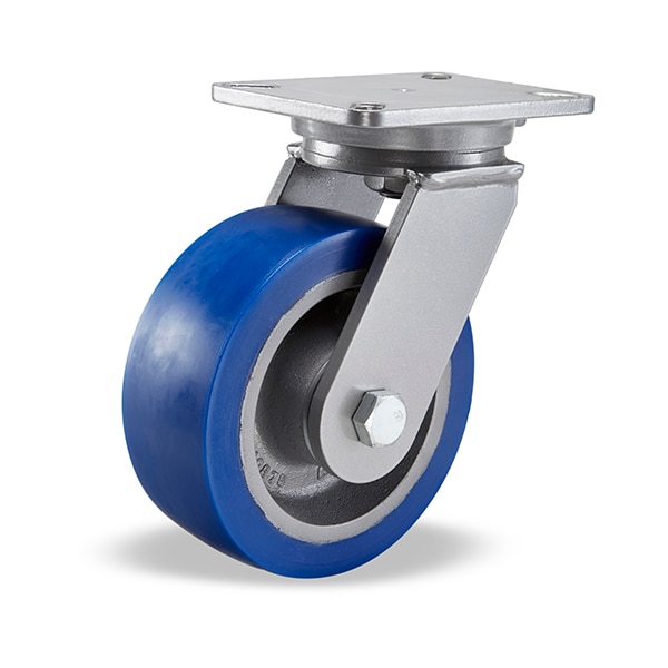 Champion Swivel Caster, 8" x 3" Ergo-Glide Polyurethane (85A) on Cast Iron Wheel