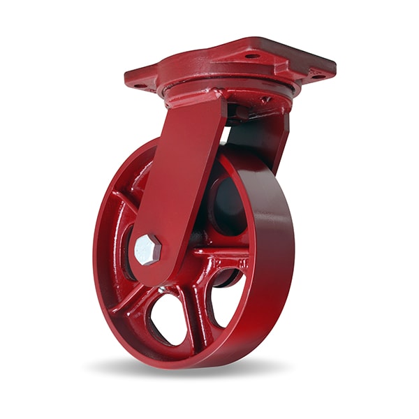 Extra Heavy Duty Swivel Caster, 10" x 2-1/2" Metal Wheel, 1" Straight Roller Bearing