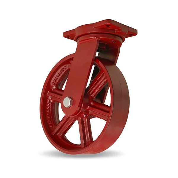 Extra Heavy Duty Swivel Caster, 12" x 3" Metal Wheel, 1" Straight Roller Bearing