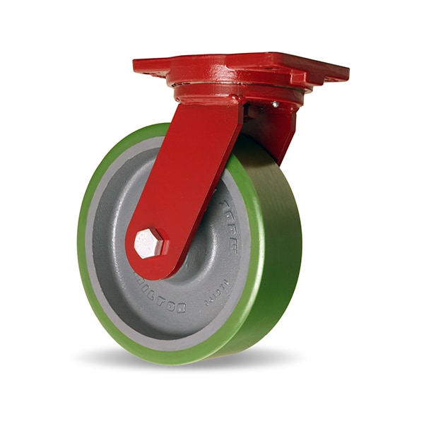 Extra Heavy Duty Swivel Caster, 10" x 3" Duralast Polyurethane (95A) on Cast Iron Wheel