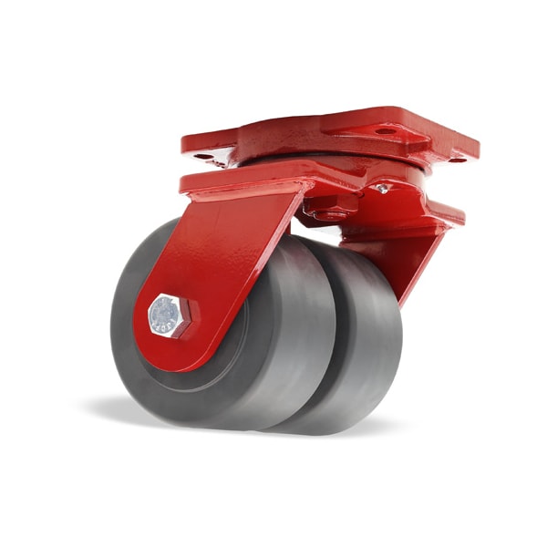 Extra Heavy Duty Dual-Wheel Swivel Caster, 6" x 3" Nylast High Performance Cast Nylon Wheels